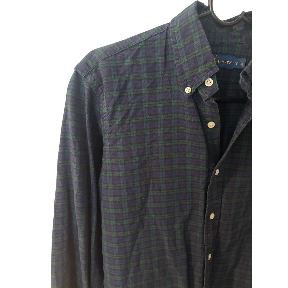 Ralph Lauren Plaid Button Down Shirt Men Small Blue Green Pony Logo Cotton - Picture 9 of 13